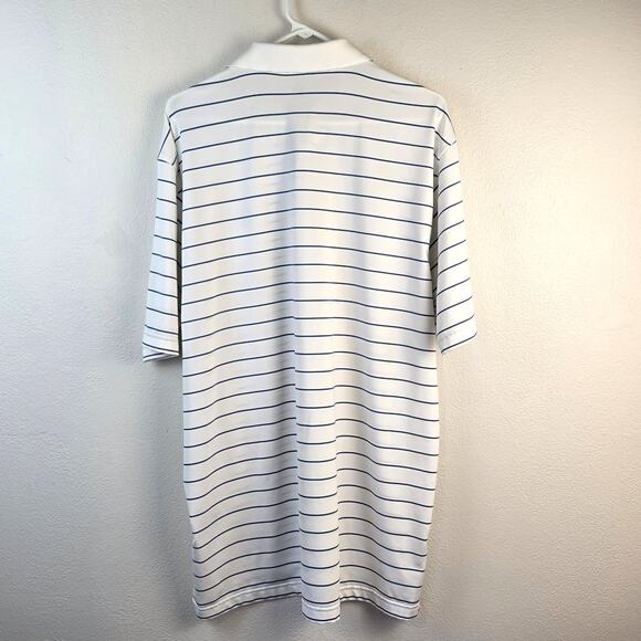 Turtleson Tour Performance Polo Men's L Blue White Stripe Monogram Golf READ - Picture 2 of 8